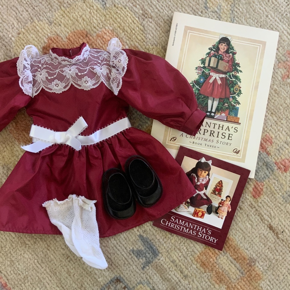 American Girl Samantha Christmas dress and Samantha’s Surprise Book